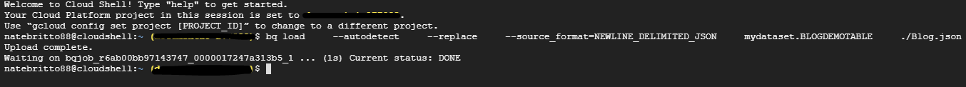 Using Google Cloud Function to save JSON payload from Google Storage Event to Google Bigquery